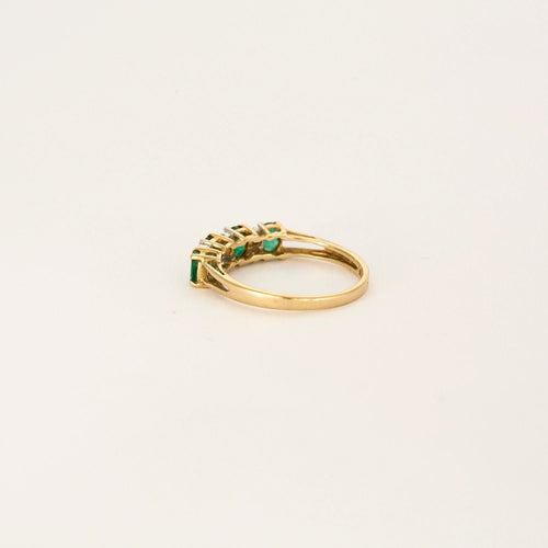 Bague 52.5 Bague or jaune rivière d'émeraudes 58 Facettes LP924