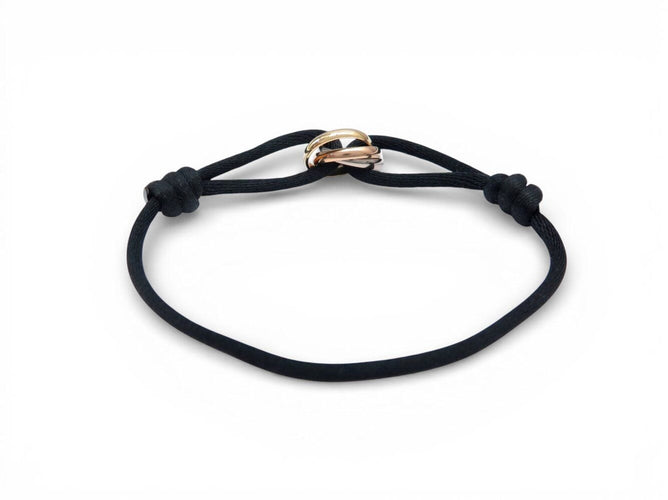 Bracelet bracelet CARTIER trinty 3 ors 18k b6016700 cordon noir 17 cm 58 Facettes 272865