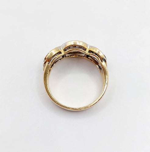 Bague 48 Bague trilobée vintage or jaune et diamants 58 Facettes A05793