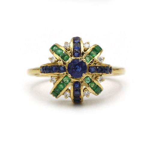 Bague 58 Bague - Or, Diamants, Emeraudes & Saphirs 58 Facettes 250062R
