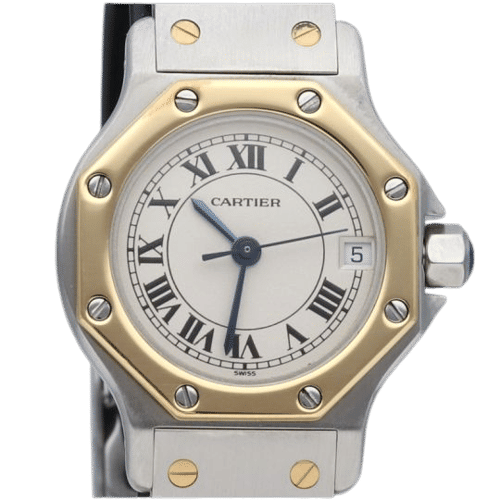 Montre Cartier Montre Santos Ronde Octagon Or Jaune 18K Et Acier 58 Facettes mt44035