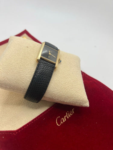 Montre Cartier - Montre Tank Must Vermeil cadran noir 20 x 28 mm 58 Facettes