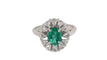 Bague 55 Bague entourage or blanc, émeraude ovale et diamants 58 Facettes F4937