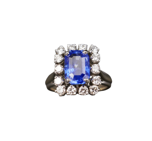 Bague 49.5 Bague saphir Ceylan non chauffé diamants 58 Facettes C08-05