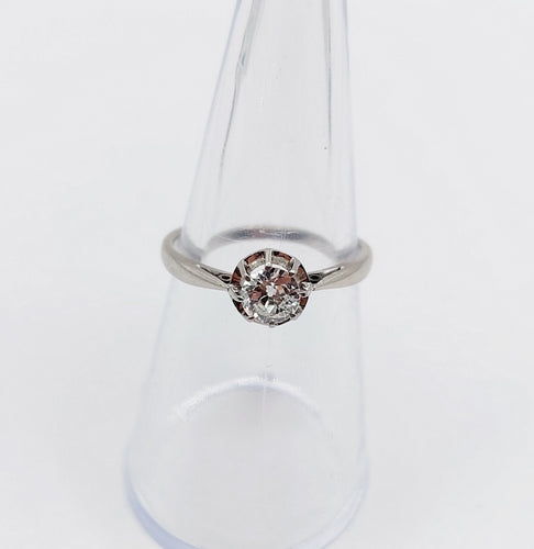 Bague solitaire art deco Platine diamant taille ancienne 0,43 carat (circa 1930)
