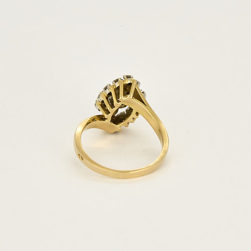 Bague 57 Bague mouvementée en or jaune, platine et diamants 58 Facettes FON2416