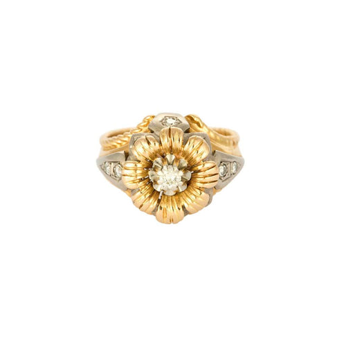 Bague 58 Chevalière en or jaune et blanc et diamants 58 Facettes GU207