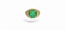 Bague en or jaune 18 carats diamants et émeraude 58 Facettes