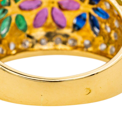 Bague 52 Bague Fleur Or jaune, Or blanc Rubis, Saphir, Emeraude 58 Facettes 3747880CN