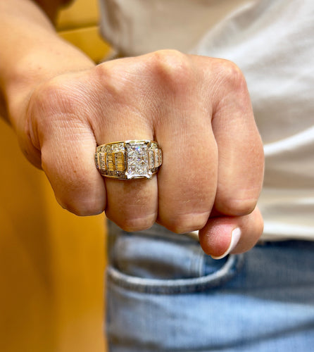 Bague 55 Bague en or bicolore 14 carats et diamants naturels 58 Facettes