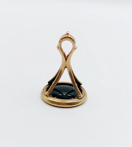 Pendentif Pendentif sceau armoirie ours en or 14k et jaspe sanguin 58 Facettes A06676