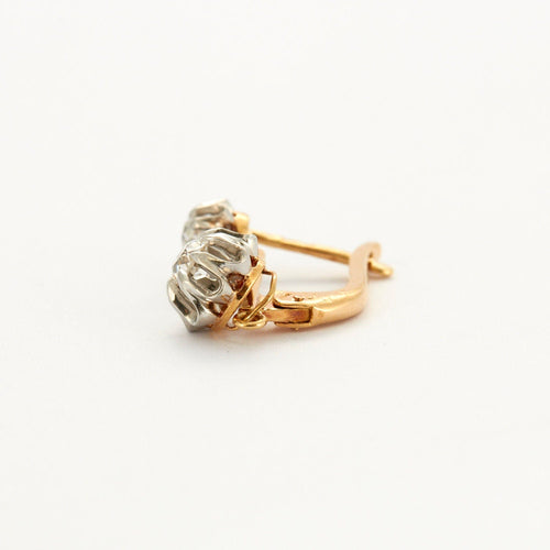 Boucles d'oreilles Dormeuses diamants or gris et jaune 58 Facettes