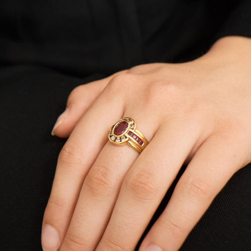 Bague 58 Bague en Or jaune, Rubis & Diamants 58 Facettes ALGU13
