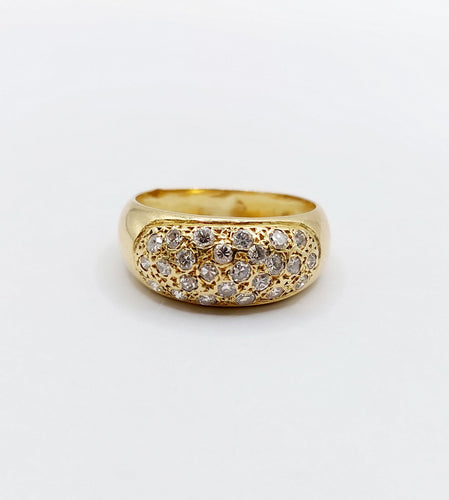 Bague 52.5 Bague jonc bombée or jaune 18k pavé 0,65 carats de diamants taille brillant 58 Facettes A04886