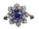 Bague 53 Bague ronde Saphir Bleu Royal et Diamants en or blanc 58 Facettes BA-533
