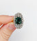 Bague 54 Bague marquise antique en or rose 18k et argent, doublet grenat vert et diamants 58 Facettes A06674