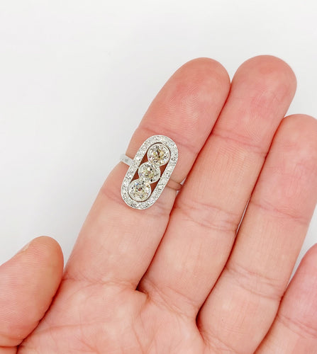 Bague 54.5 Bague marquise art deco Platine 2,25 carats diamant taille ancienne (circa 1910) 58 Facettes A06120