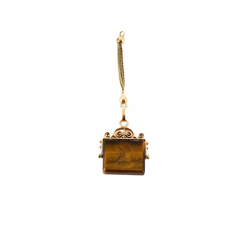 Pendentif Pendentif or jaune et quartz oeil-de-tigre 58 Facettes SMA0077