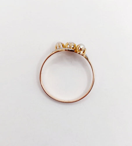 Bague 52.5 Bague antique perles et diamants taille rose en or rose 18k art nouveau 58 Facettes A06321