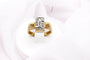 Bague Bague rectangulaire pavée de 11 diamants en or jaune et or blanc 58 Facettes 240043