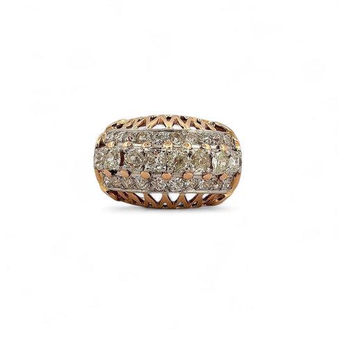 Bague 54 Bague ancienne jarretière en or jaune 18 carats et diamants taille ancienne 58 Facettes