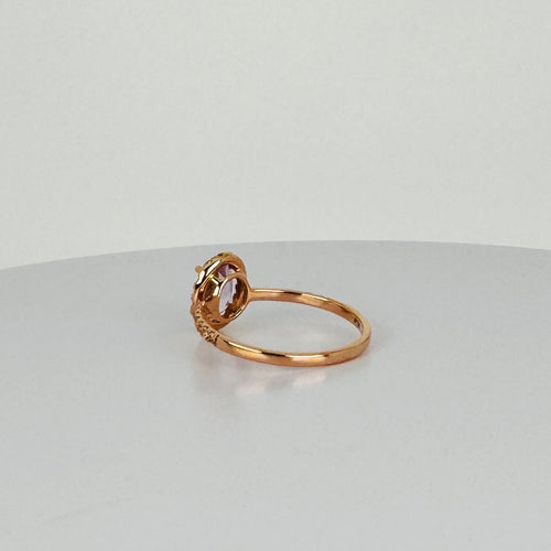 Bague 58 Bague en or rose avec améthyste ovale de 1,28 ct et saphirs blancs 58 Facettes 2508010