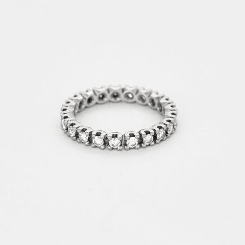 Bague 52 Alliance Américaine or gris et diamants 58 Facettes ROM1016