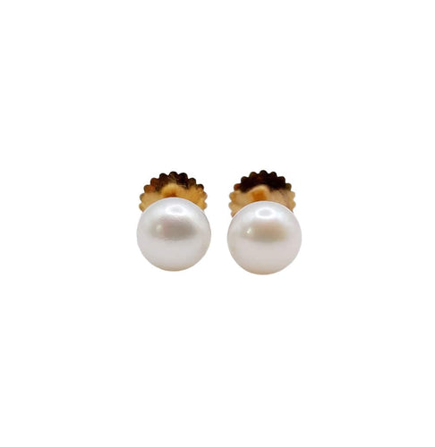 Boucles d'oreilles Puces d'oreilles or rose, perle de culture (circa 1900) 58 Facettes A05944