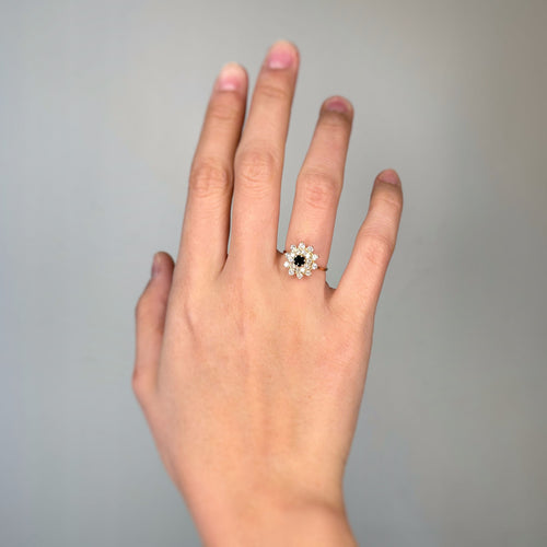 Bague 51 Bague Marguerite - Or rose, Diamants & Saphir 58 Facettes 250365R