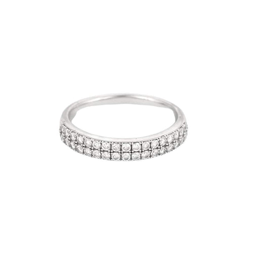Bague 53 Alliance semi-pavée en or jaune, or gris et diamants 58 Facettes CLA0366