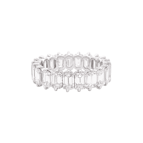 Bague 55 Alliance or blanc, diamants taille émeraude. 58 Facettes 34381