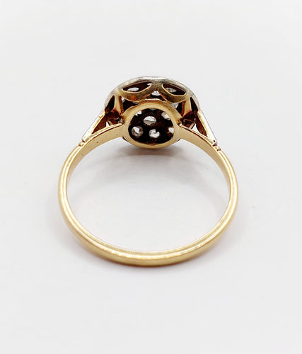 Bague cible antique or 18k diamants taille roses (circa 1920) 58 Facettes A06337