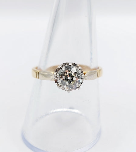 Bague 58 Bague solitaire art deco or jaune diamant taille ancienne 58 Facettes A04994