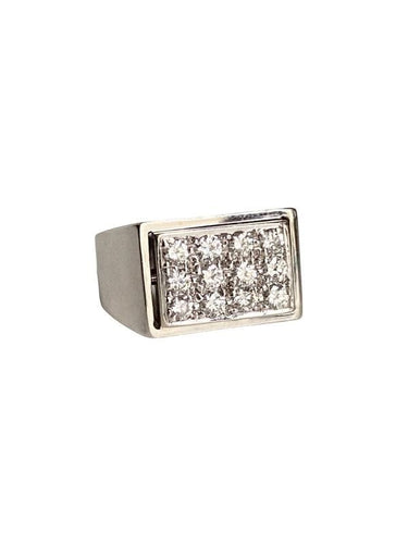 Bague 47 Bague Chevalière or gris diamants 58 Facettes