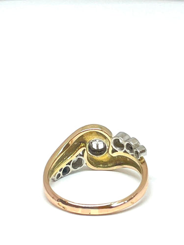 Bague 59 Bague ancienne or rose et blanc trilogie de diamants 58 Facettes