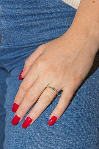 Bague 53 Bague Or blanc Emeraude, Diamant 58 Facettes 2898446CN