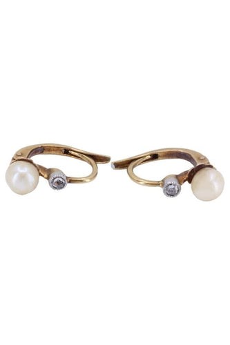 Boucles d'oreilles DORMEUSES ANCIENNE PERLES ET DIAMANTS 58 Facettes 082761