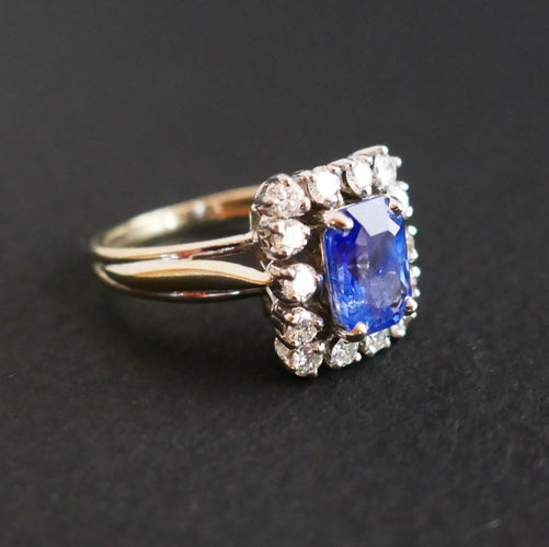 Bague 49.5 Bague saphir Ceylan non chauffé diamants 58 Facettes C08-05