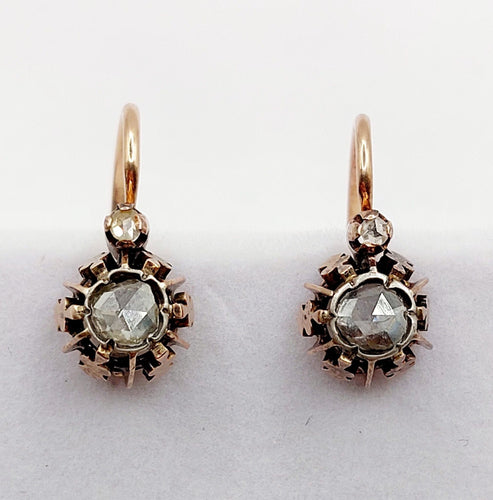 Dormeuses victoriennes or rose et diamant