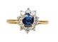 Bague en or jaune 18 carats, saphir et diamants