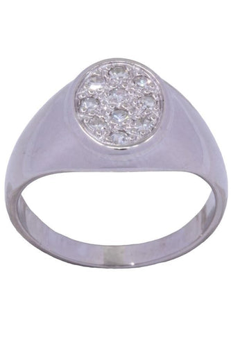 Bague 48.5 Chevalière pavage diamants 58 Facettes 083661