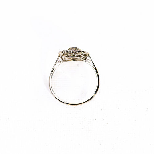 Bague 53 Bague marguerite ancienne diamants or blanc 58 Facettes LMB-277