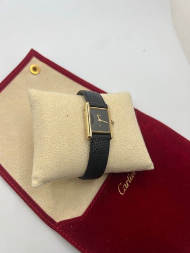 Montre Cartier - Montre Tank Must Vermeil cadran noir 20 x 28 mm 58 Facettes