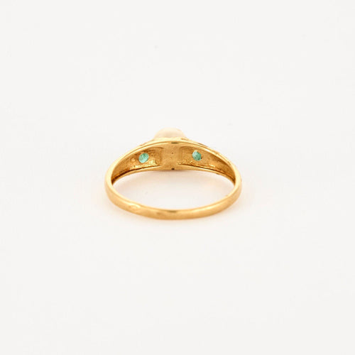 Bague Bague or jaune perle de culture et émeraudes 58 Facettes LP887/15