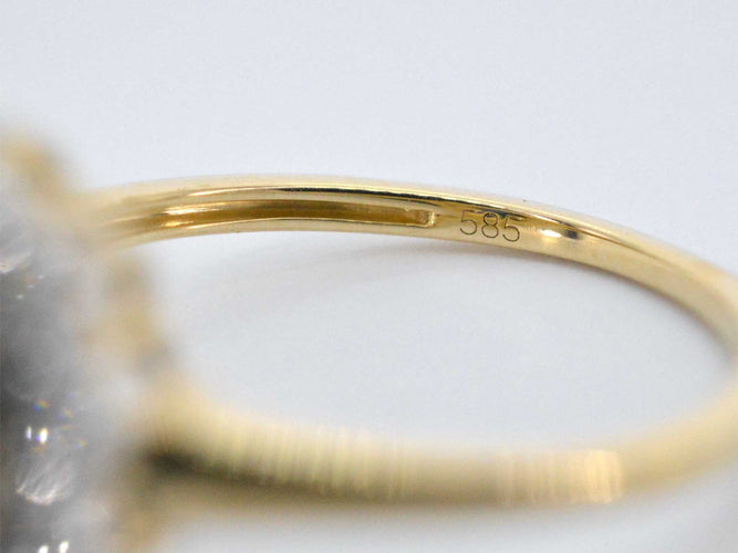 Bague 54 Bague entourage en or jaune avec saphir et diamants 58 Facettes 2273
