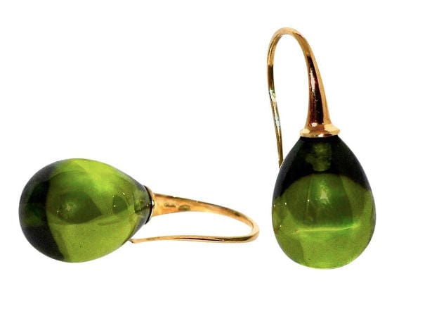 Boucles d'oreilles Boucles D'Oreilles Pendantes Quartz Olive Et Or Jaune 58 Facettes