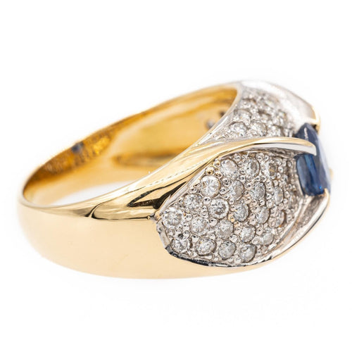 Bague Jonc Or jaune, Or blanc Saphir, Diamant