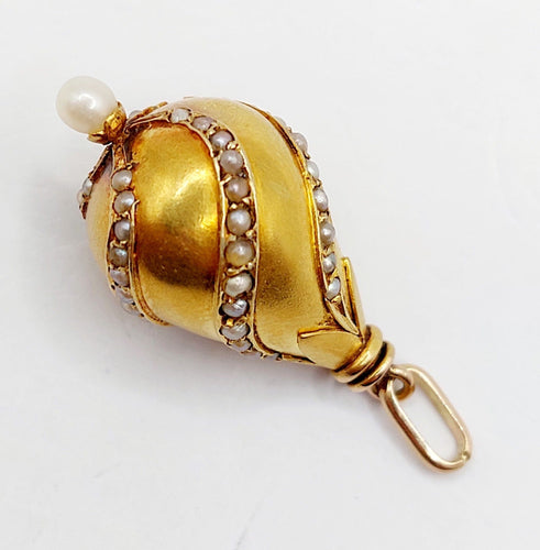 Pendentif Pendentif antique or 18k pampille et perles (circa 1900) 58 Facettes A05588