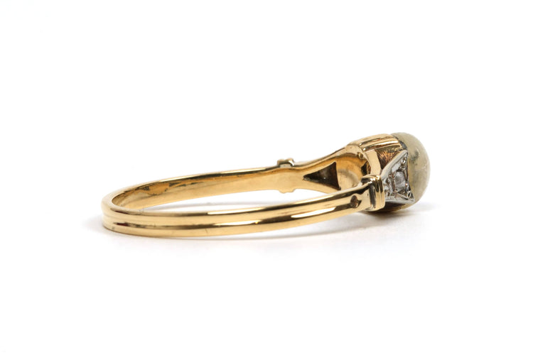 Bague 57 Bague Art Déco or jaune, perle et diamants 58 Facettes B471