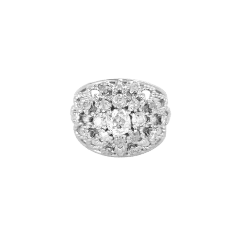 Bague 53 Bague dôme or blanc et diamants 58 Facettes 240566